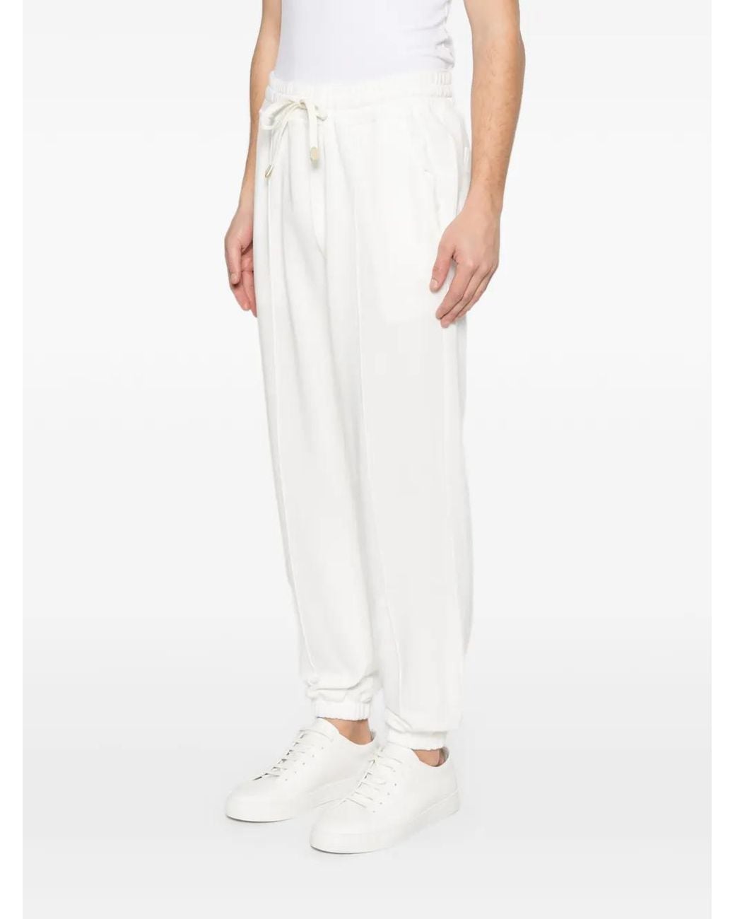 Eleventy White Drawstring Panelled Sweatpants for men