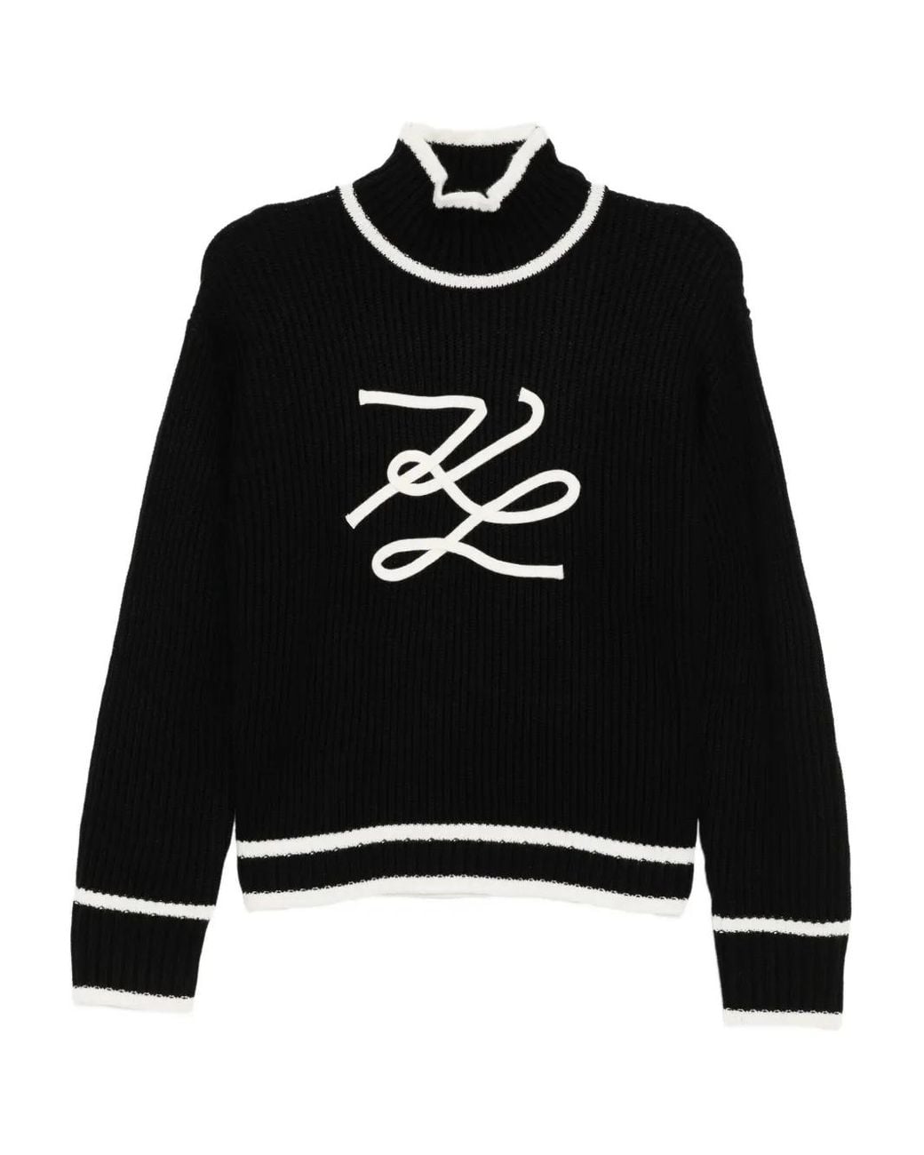 Karl Lagerfeld Black Autograph-Braided Jumper