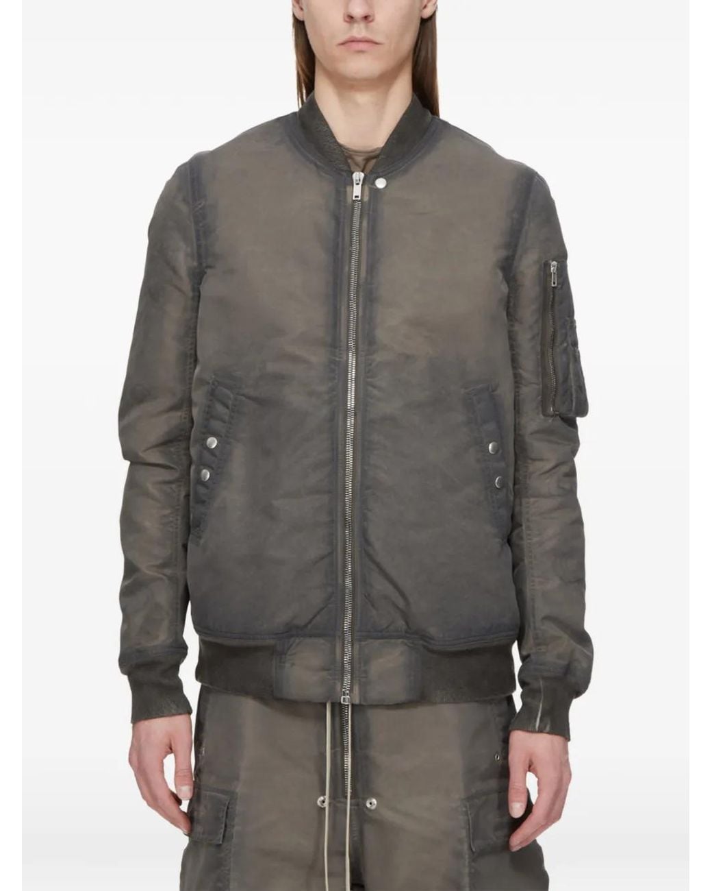 Rick Owens Gray Classic Flight Bomber Jacket With Structured Design for men