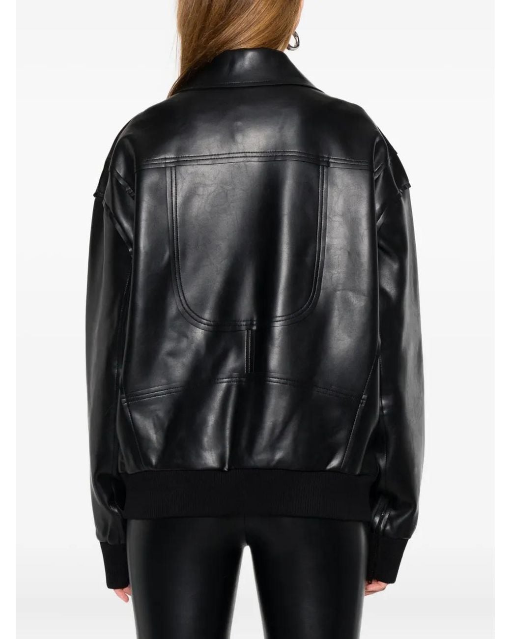 Norma Kamali Black Norma Faux-Leather Shirt Jacket