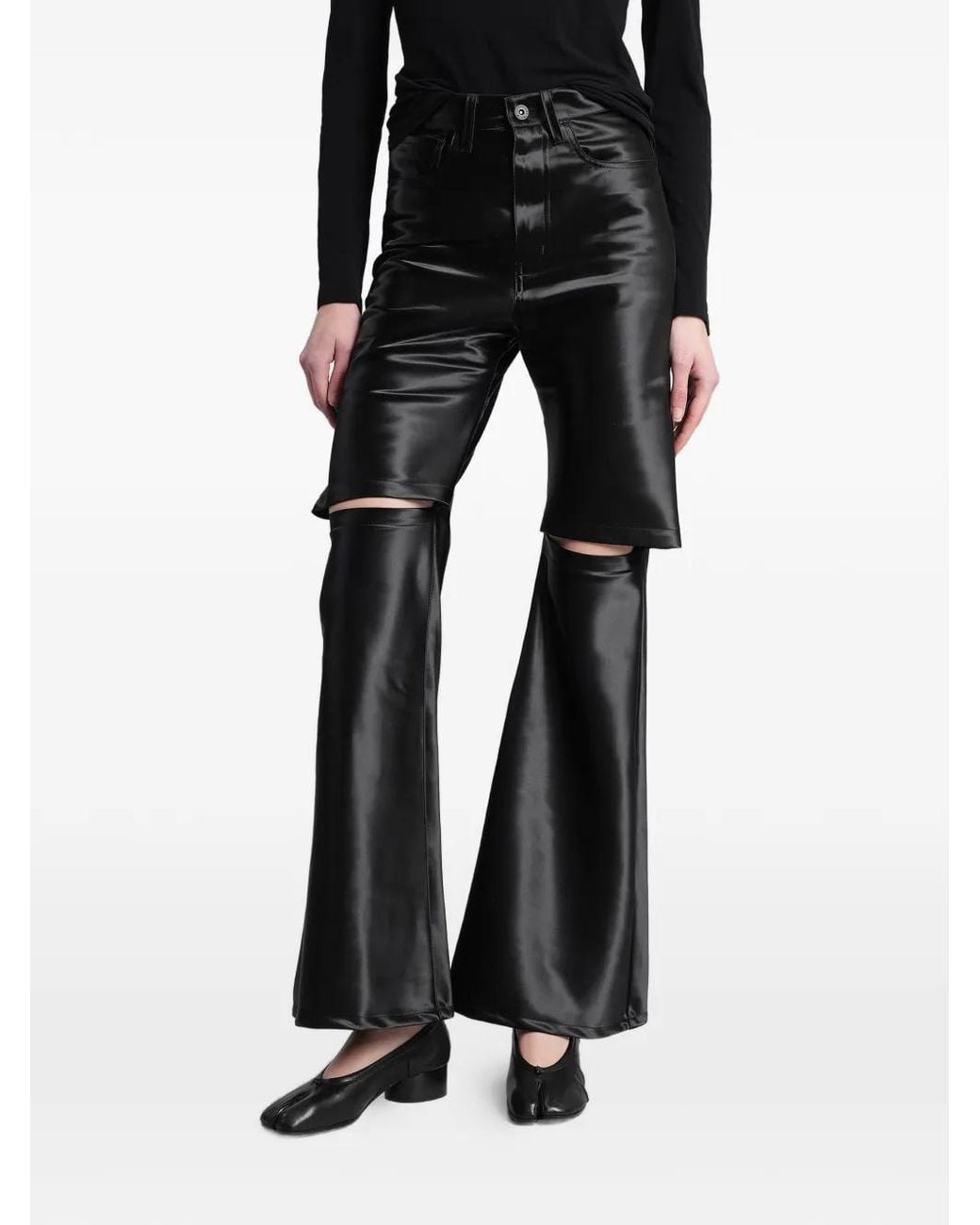 Junya Watanabe Embossed Cropped Trousers in het Black