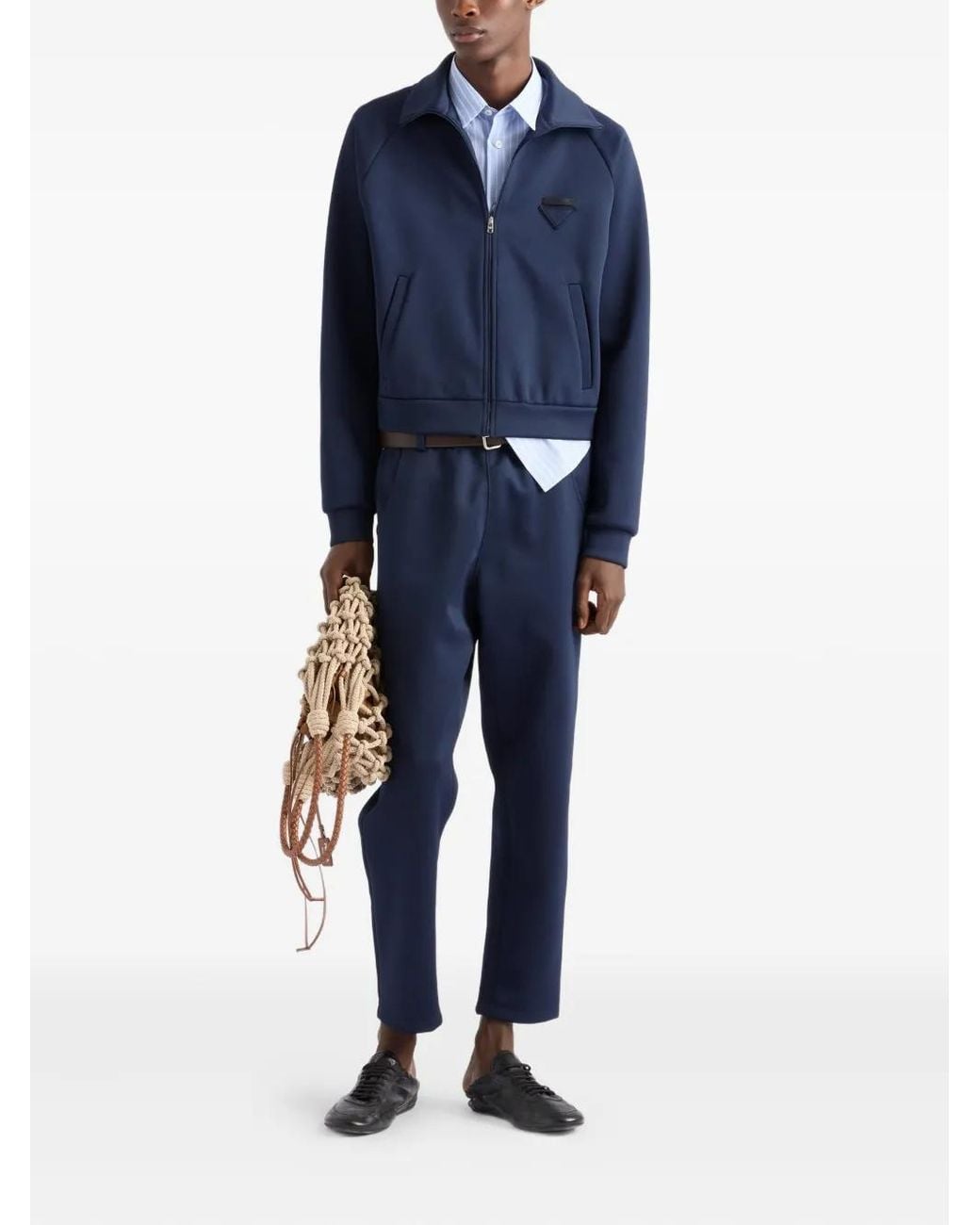Prada Blue Technical Fleece Trousers for men