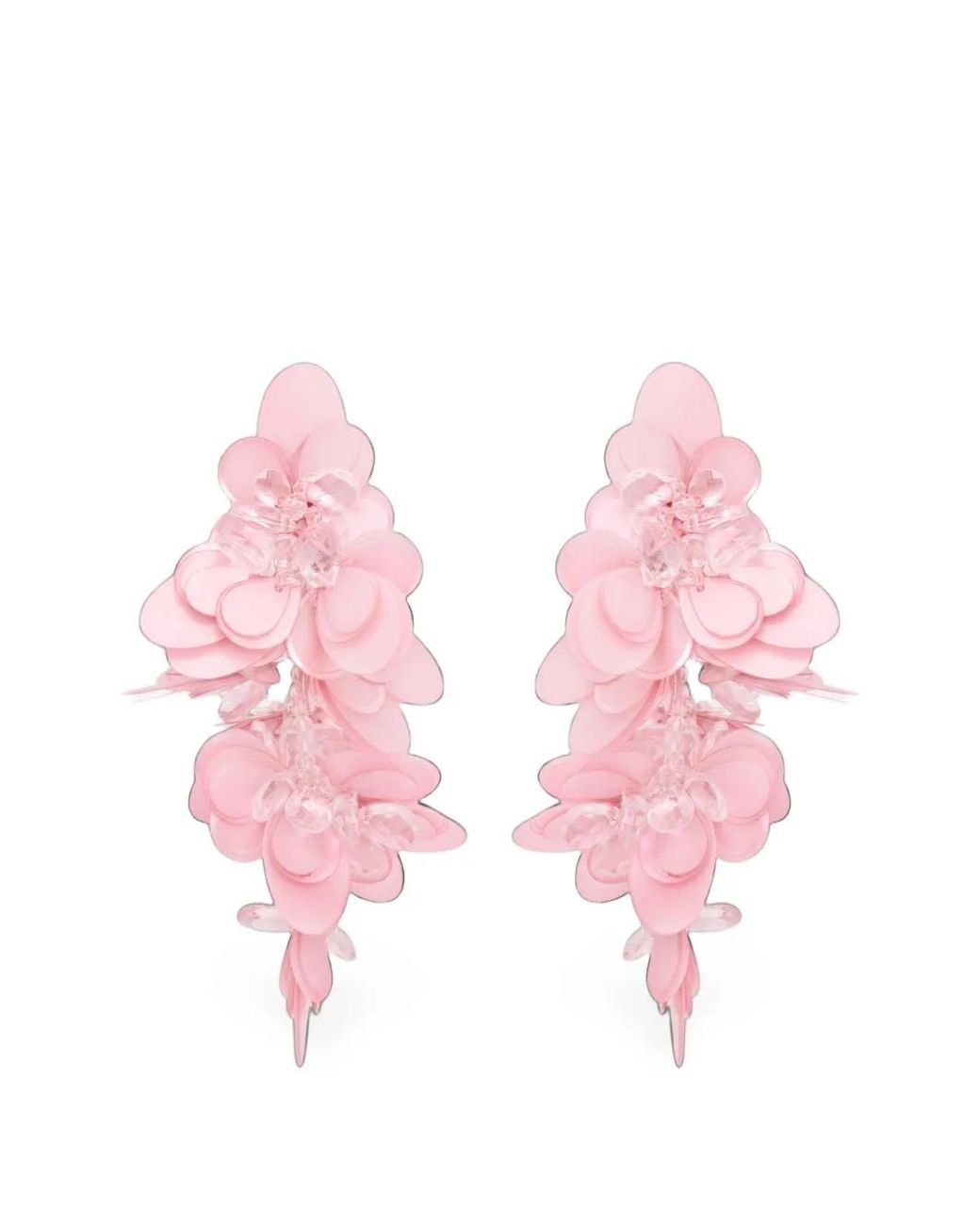 Oscar de la Renta Pink Cascade Sequin-Embellished Floral Earrings