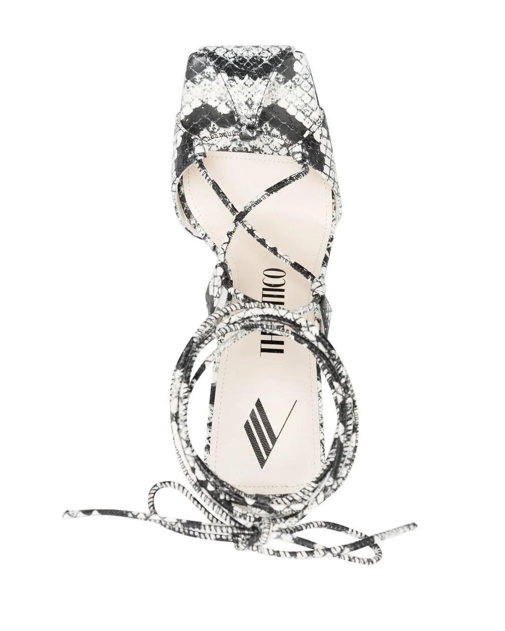 The Attico White Adele 105mm Snakeskin-print Sandals