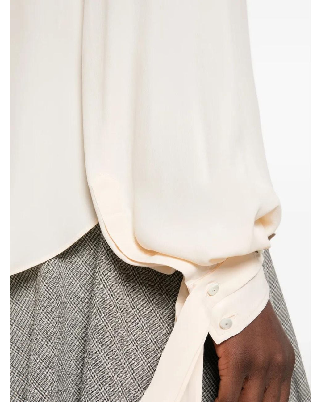 Alberta Ferretti White Tie-Cuff Button-Back Blouse
