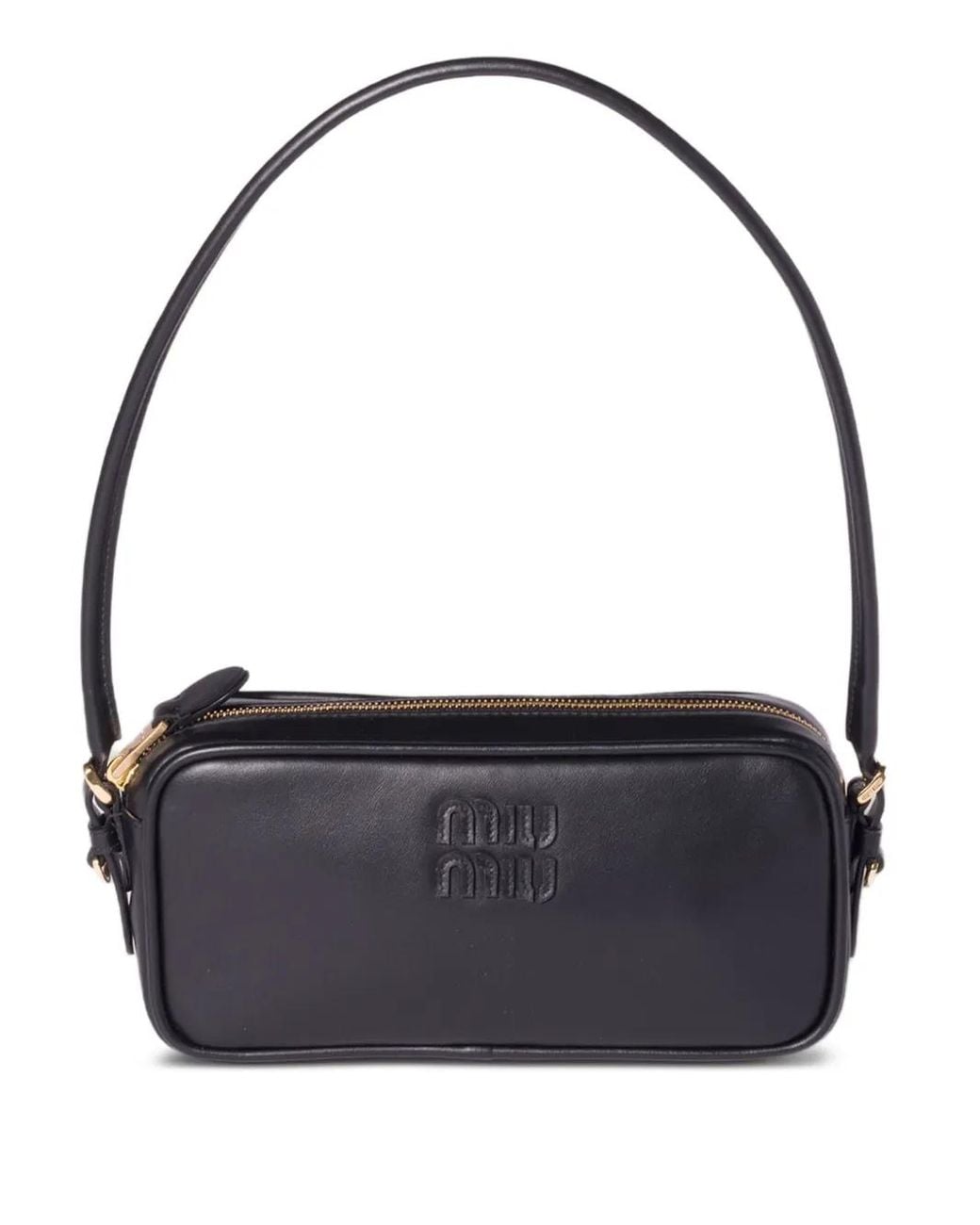Miu Miu Blue Leather Logo-Detail Mini Bag