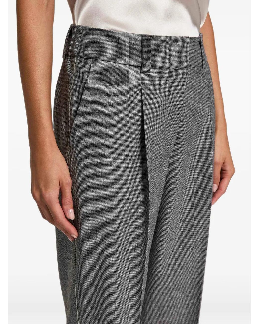 Peserico Gray Pleated Turn-Up Trousers