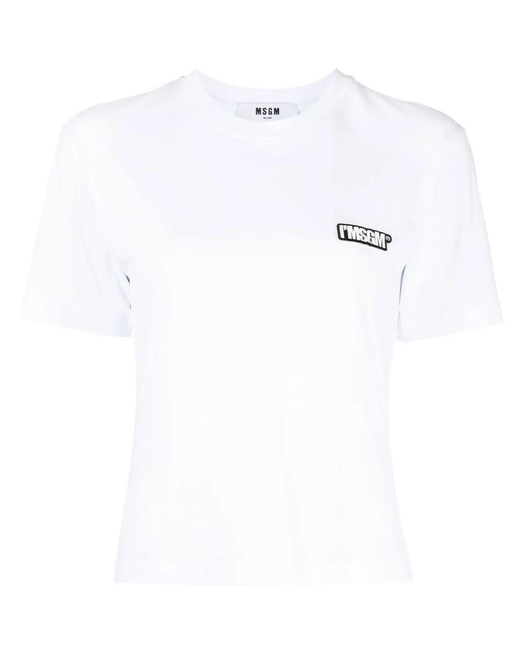 MSGM White Logo-Patch Short-Sleeve T-Shirt