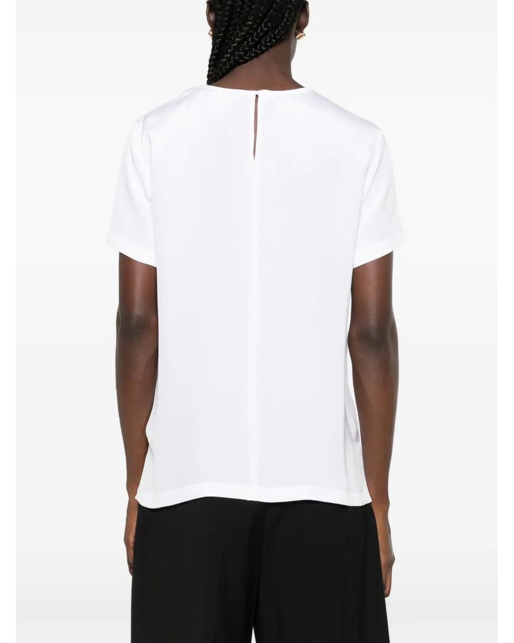 Max Mara White Blouse En Soie Mxmpagano Brodée