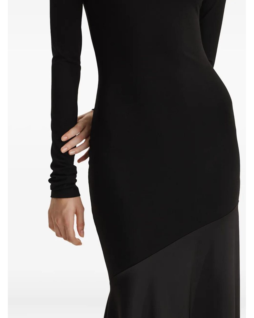 2310 STUDIO Black Long-Sleeve Fishtail Maxi Dress