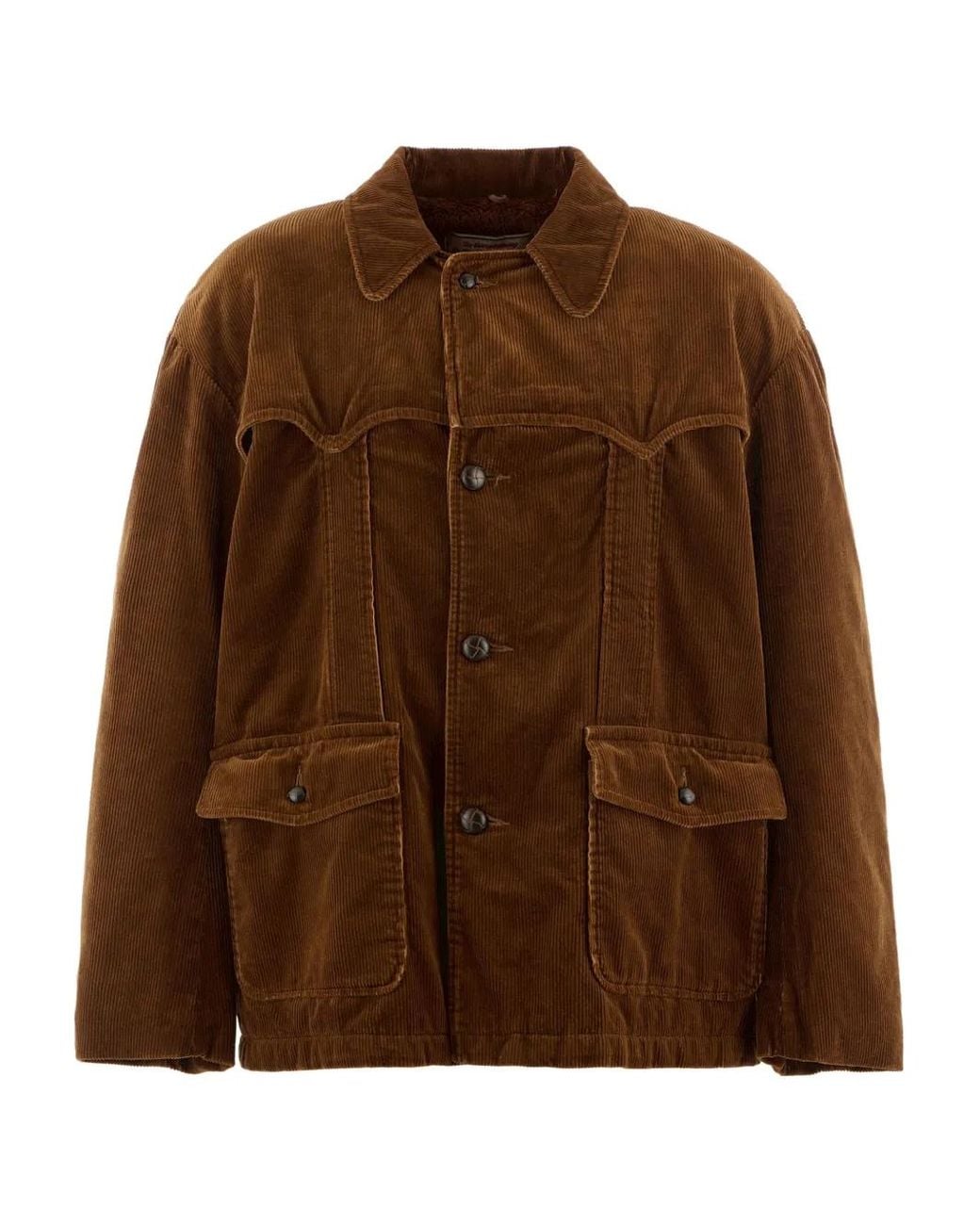 SAINT Mxxxxxx Brown Corduroy Front-Pocket Jacket for men