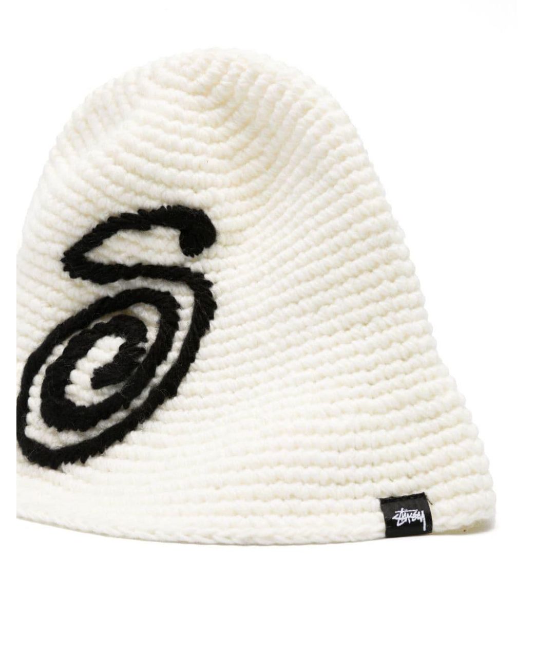 Stussy Swirly S Knitted Bucket Hat in White | Lyst
