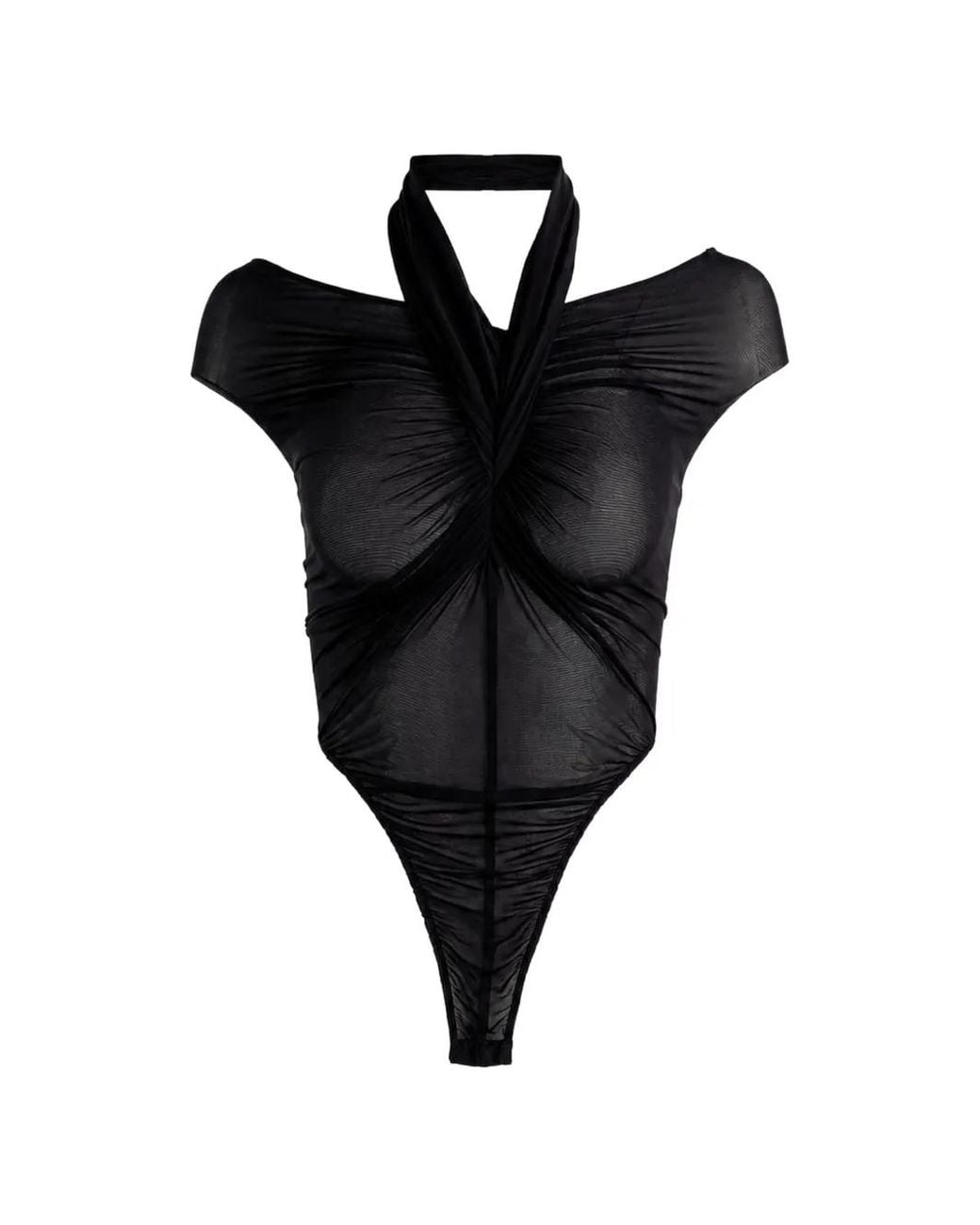 Atlein Black Draped Bodysuit