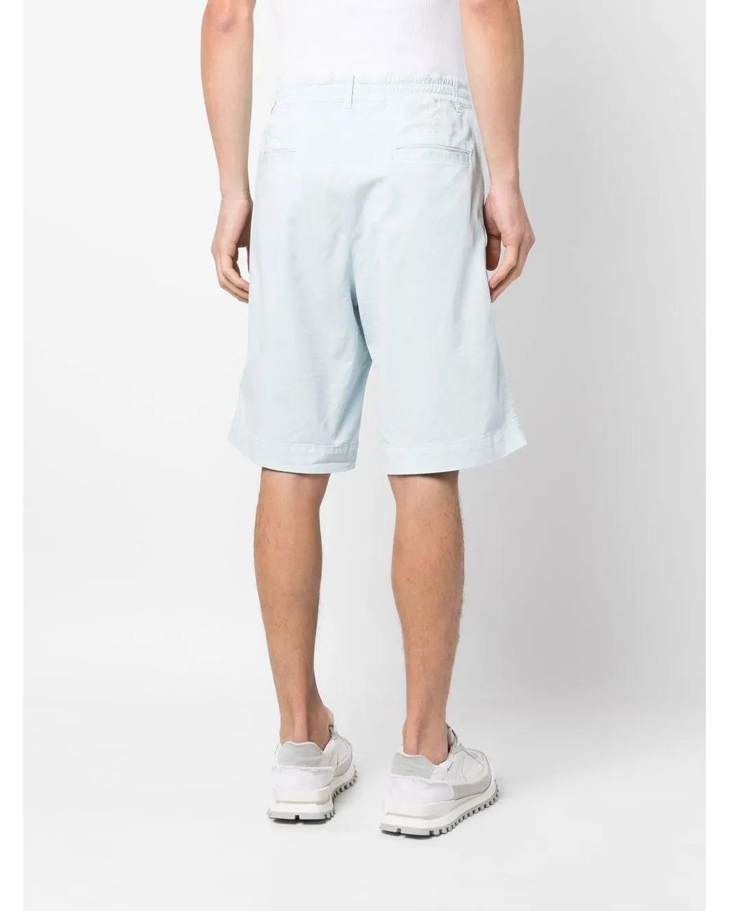 Moschino Blue Knee-Length Stretch Cotton Shorts for men