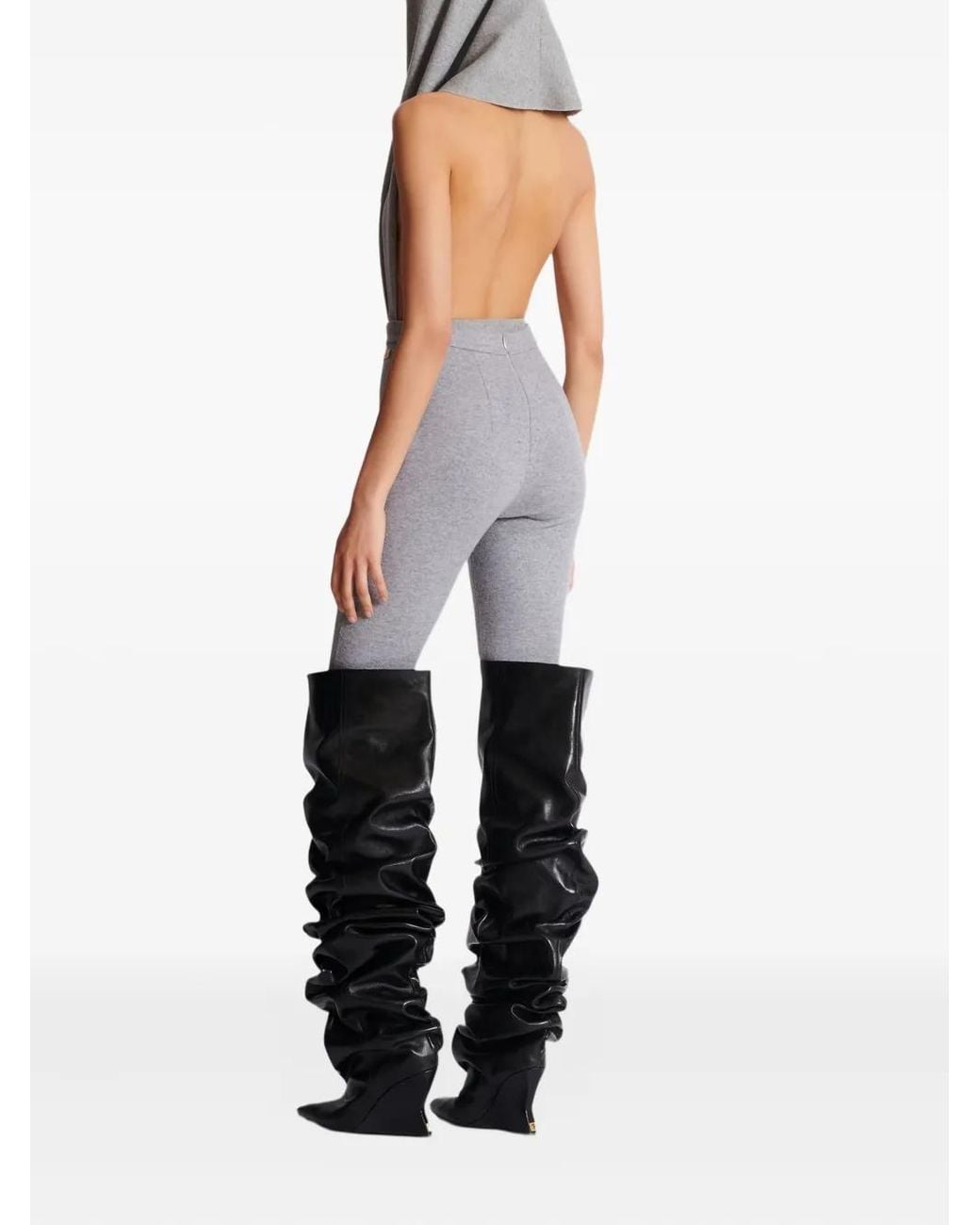Balmain Gray Knit Leggings
