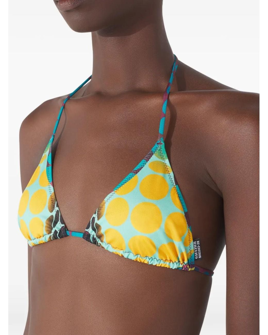 Jean Paul Gaultier Yellow Printed Tie Bikini Set