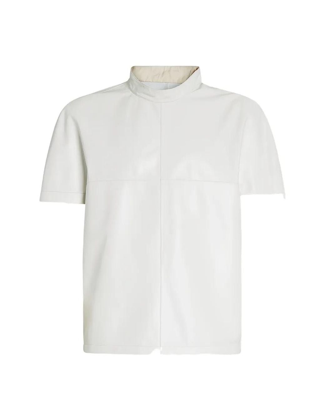 Ferragamo White Short-Sleeved Leather T-Shirt for men