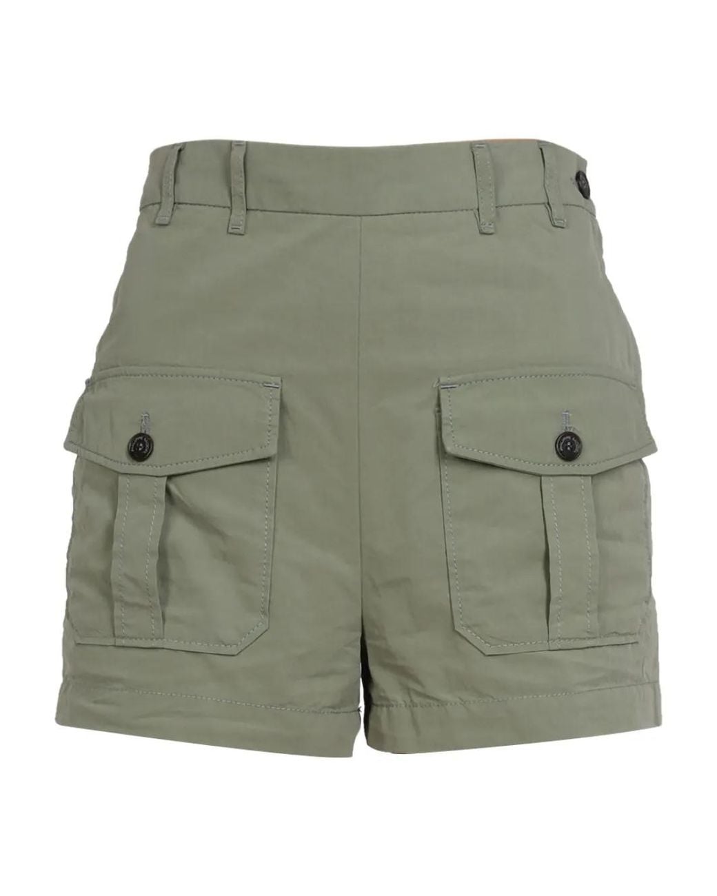 Philippe Model Green Buttoned Cargo-Pockets Shorts