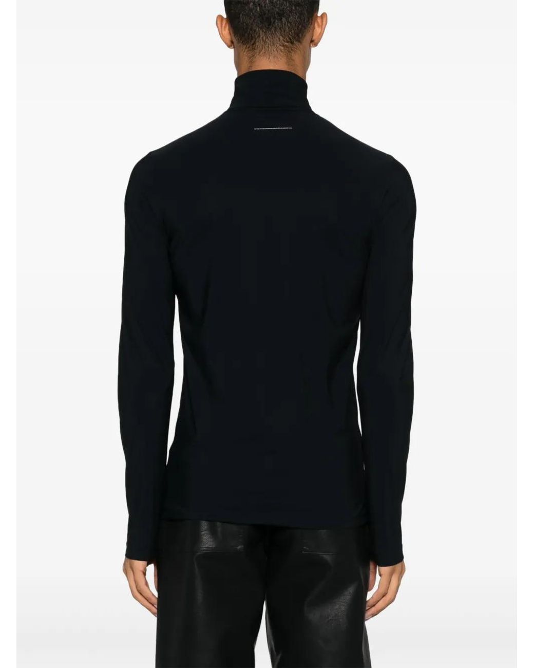 MM6 by Maison Margiela Blue High Neck Top Lycra for men