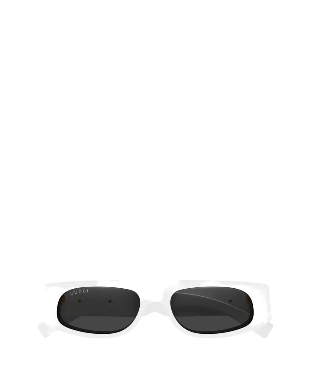 Gucci White Logo-Plaque Rectangle-Frame Sunglasses