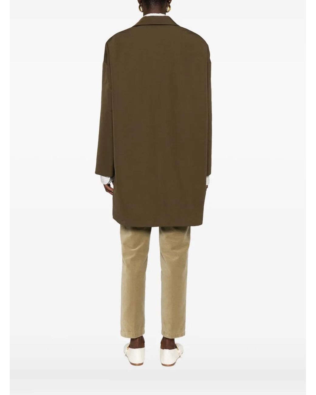 Aspesi Brown Button-Front Notched-Lapel Coat