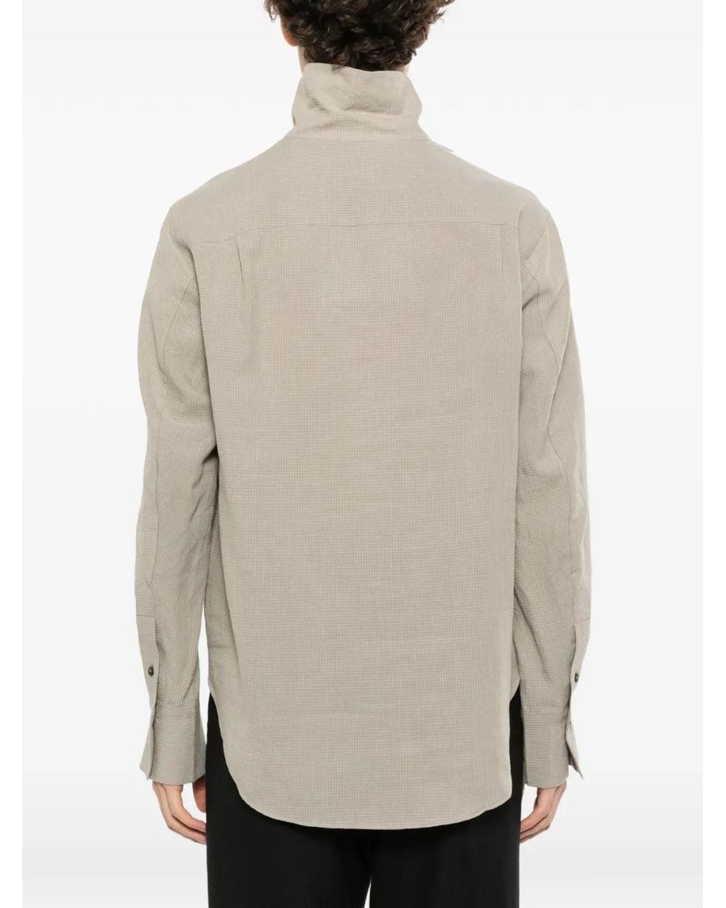 Ziggy Chen Natural Striped High-Collar Shirt for men