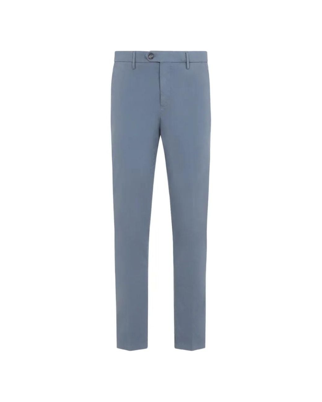 Canali Blue Straight-Leg Cotton Chino Trousers for men