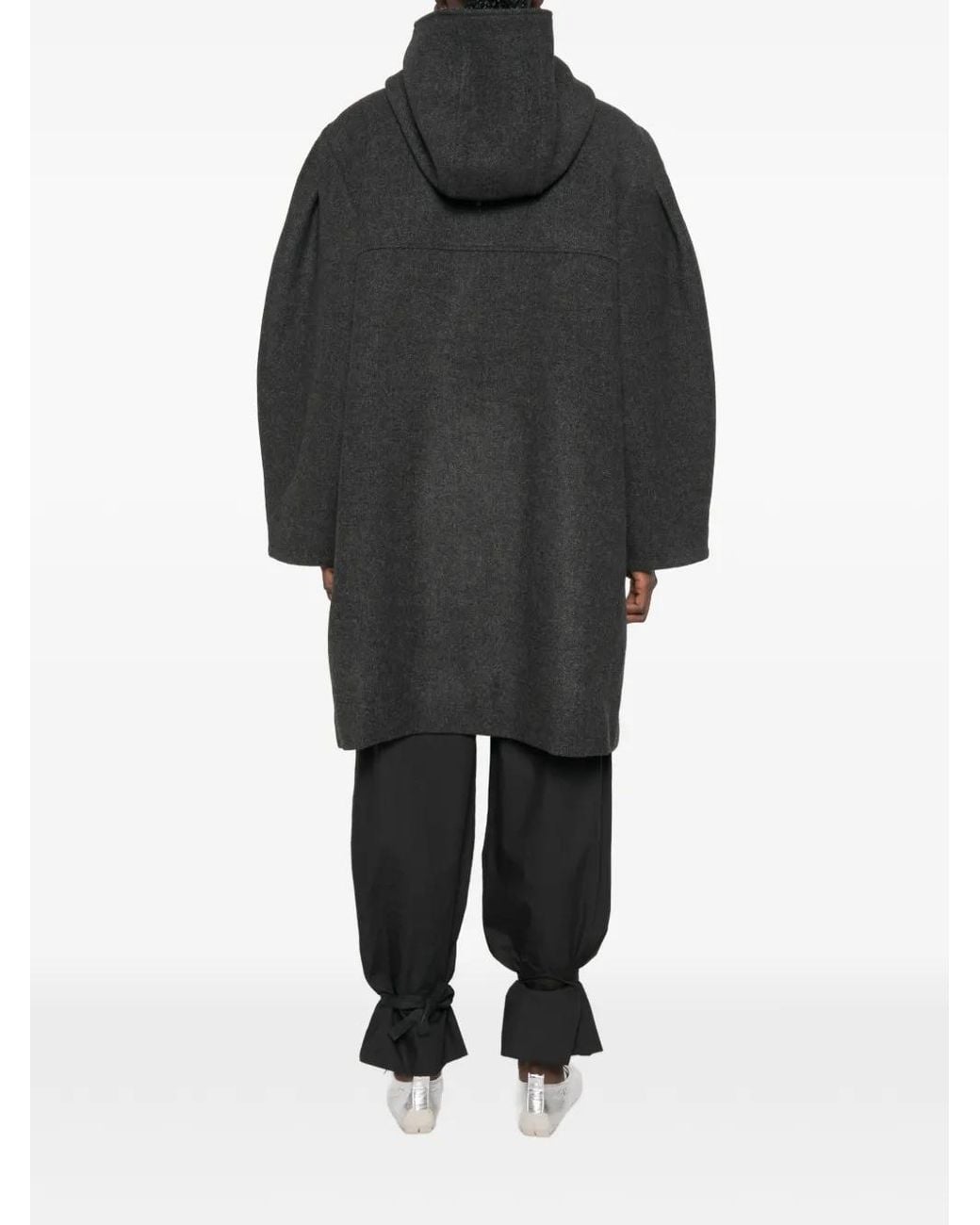 Ganni Black Hooded Toggle-Fastening Coat