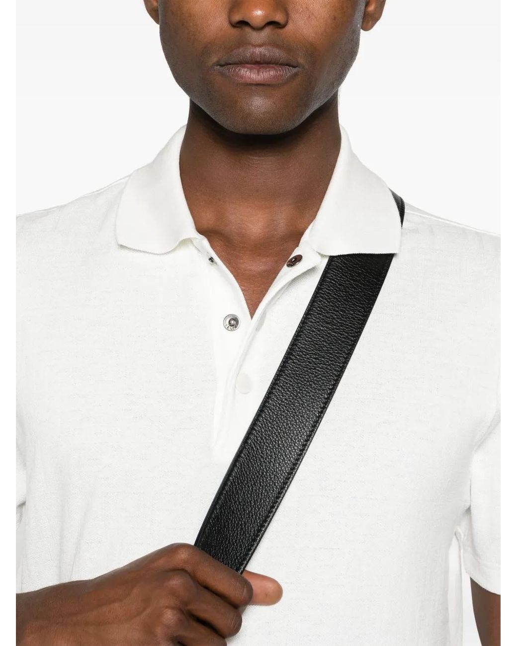 Fendi White Cotton Polo Shirt With Ff Pattern for men