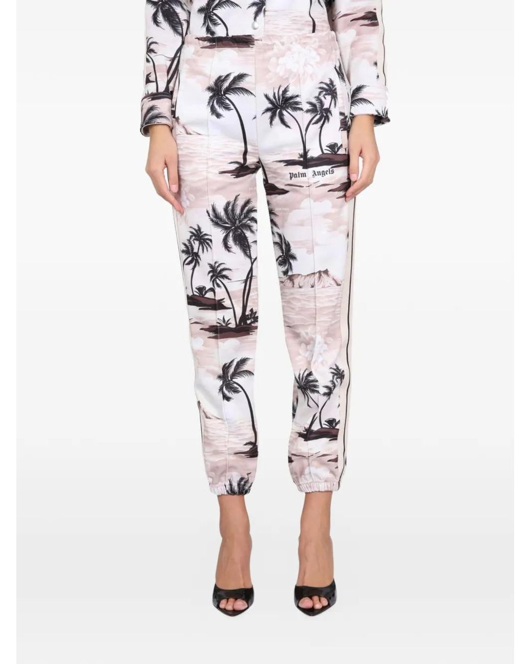 Palm Angels Natural Island Print Trrack Pants
