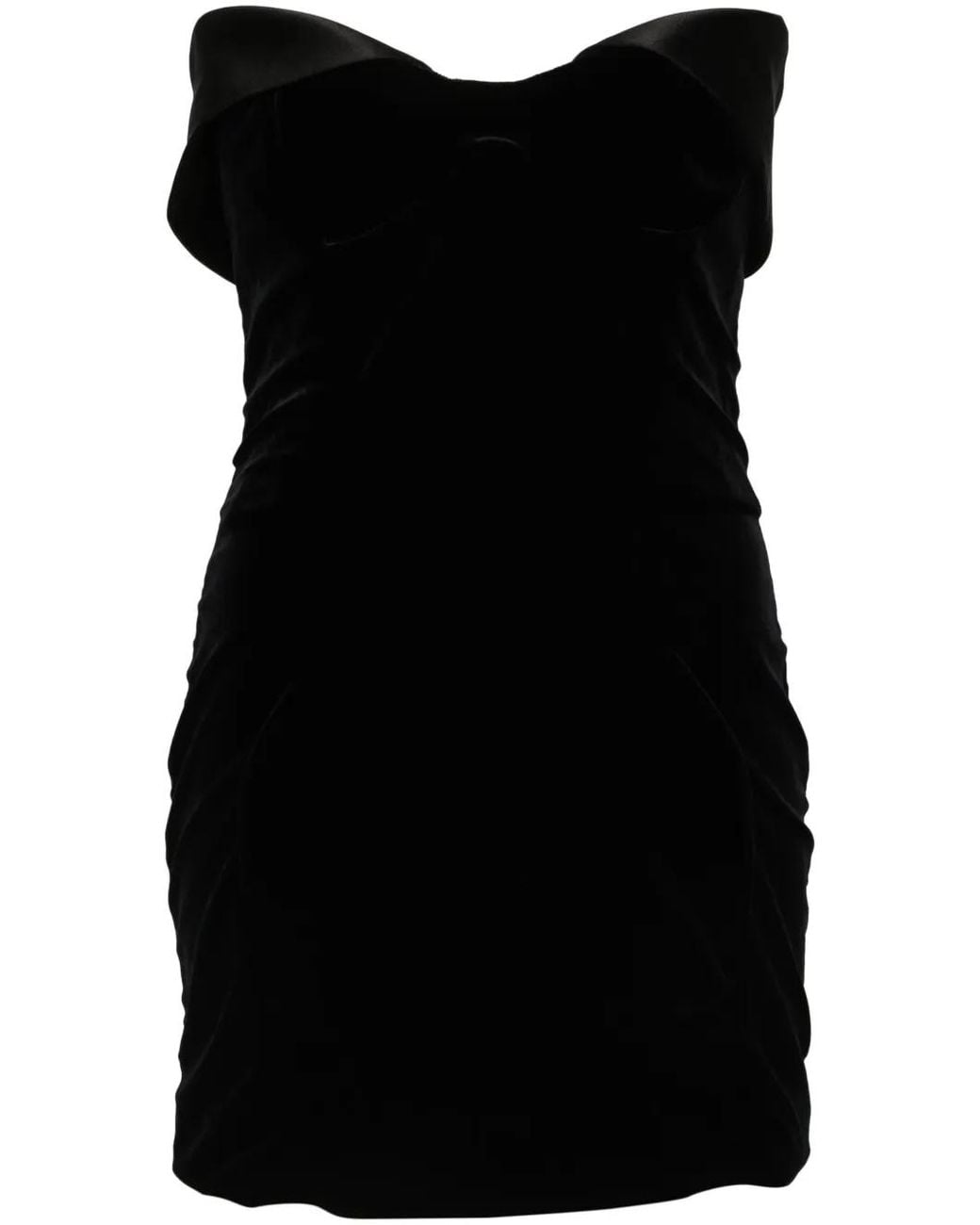 Mugler Black Velvet And Satin Mini Dress
