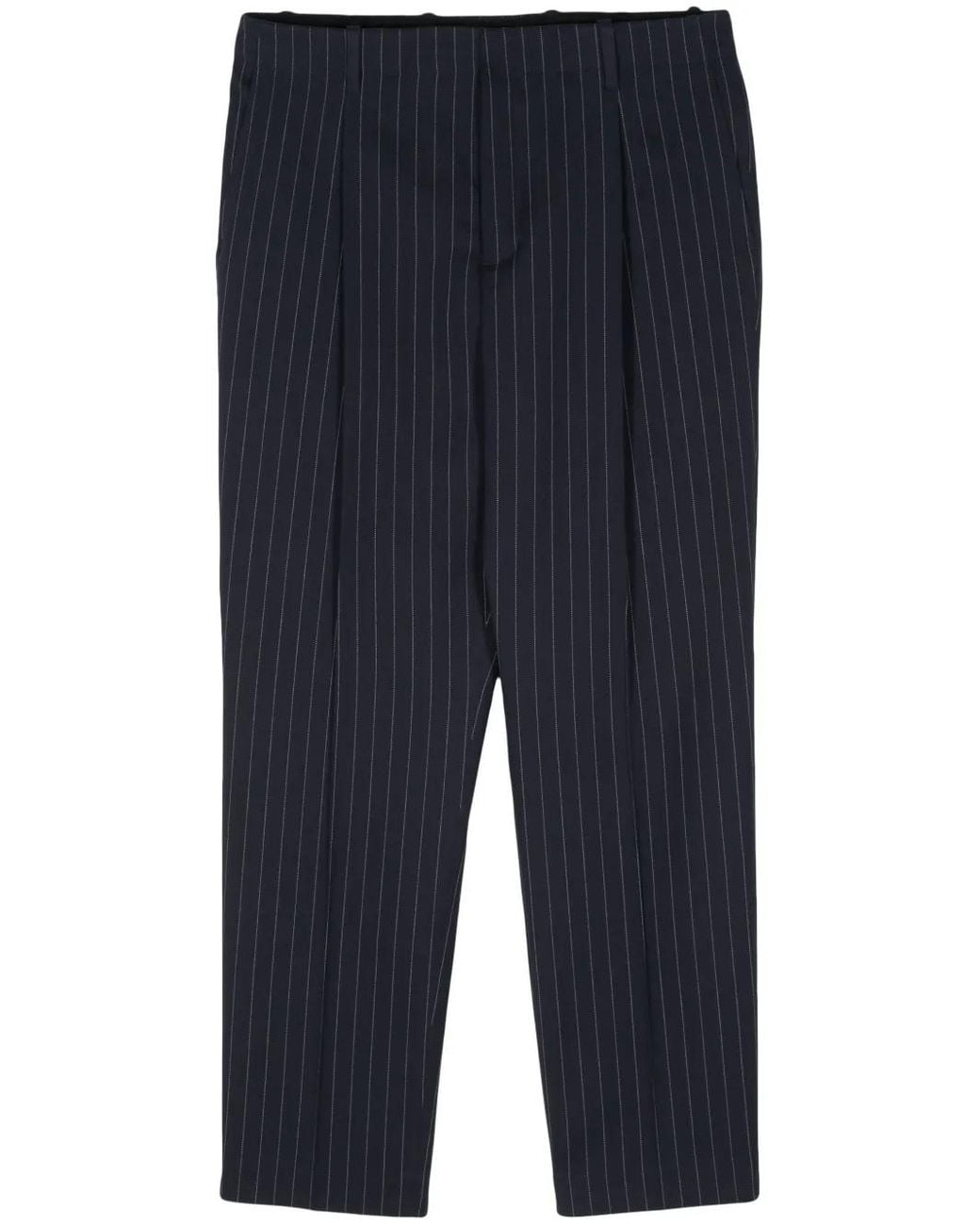 Maison Kitsuné Blue Pinstriped Tapered Trousers for men
