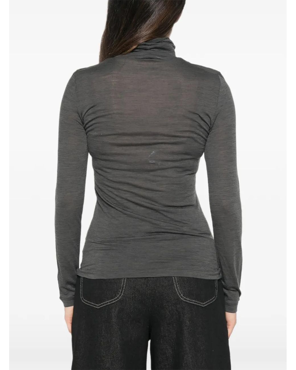 Whyci Gray Roll-Neck Long-Sleeve Sweatshirt