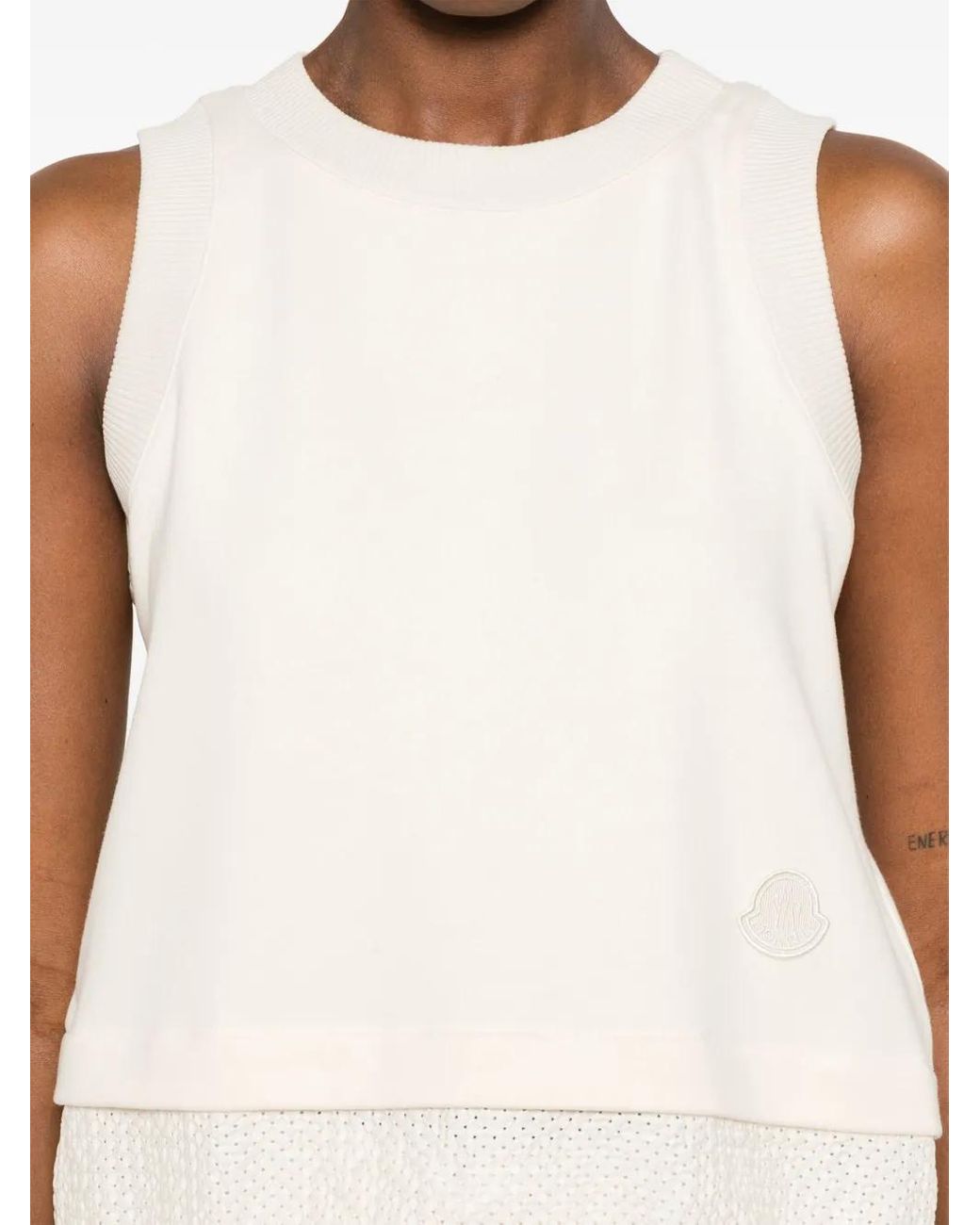 Moncler Natural Puff Sleeve Cotton T-Shirt