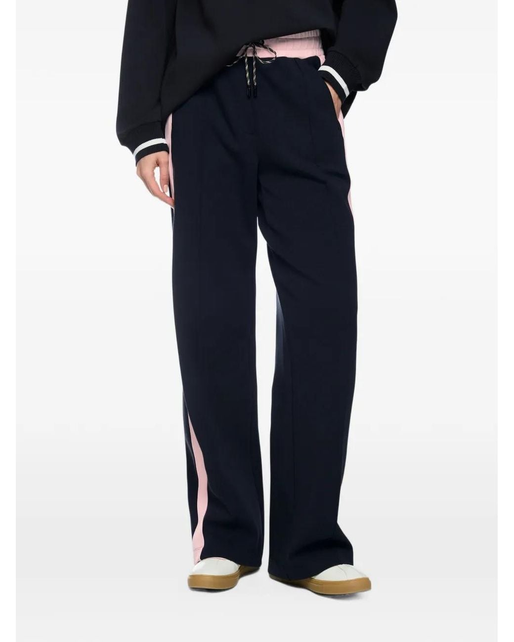 Marc Cain Blue Side-Stripe Drawstring Trousers