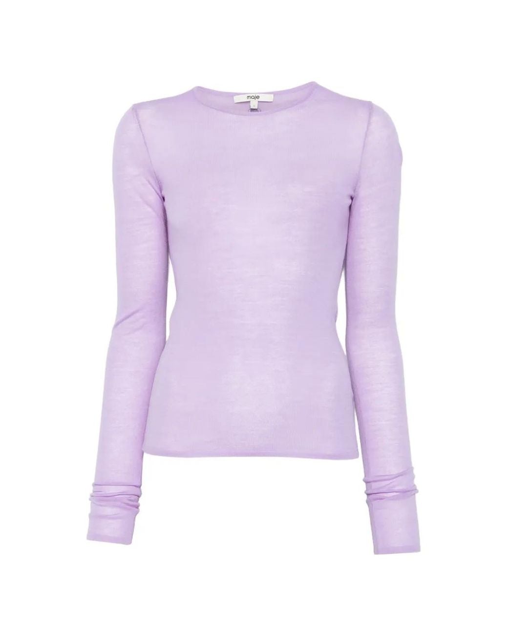 Maje Purple Second-Skin Round Neck Sweater
