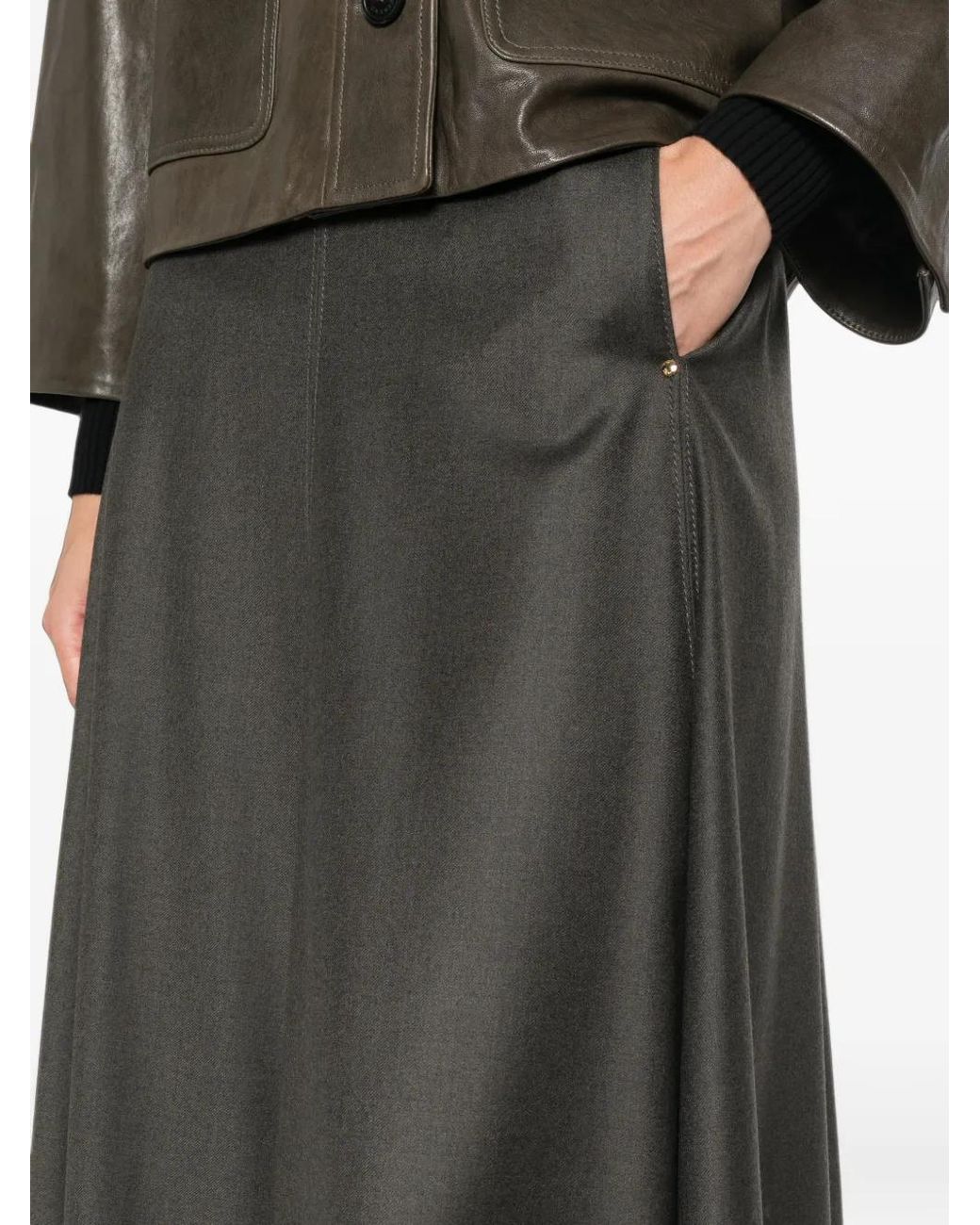 Agnona Gray High-Waisted A-Line Skirt