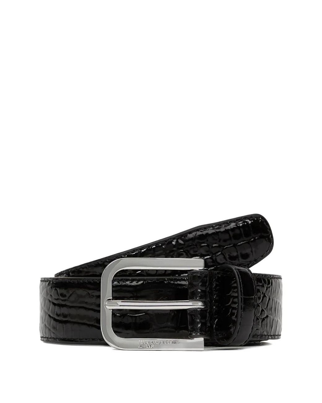 Karl Lagerfeld Black Croc-Effect Leather Belt