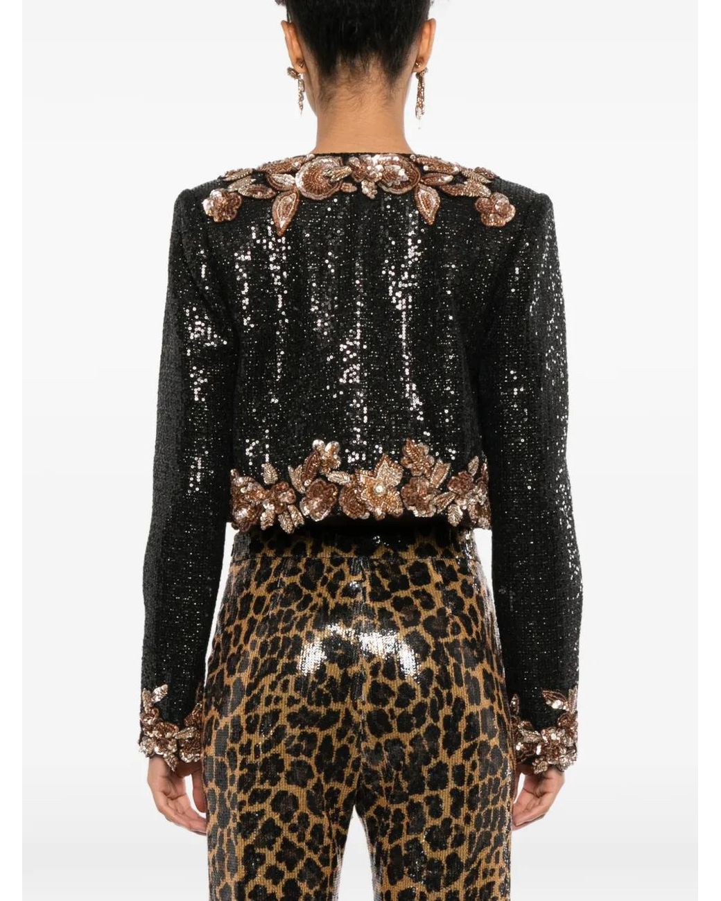 Pamella Roland Black Veste Crop À Sequins