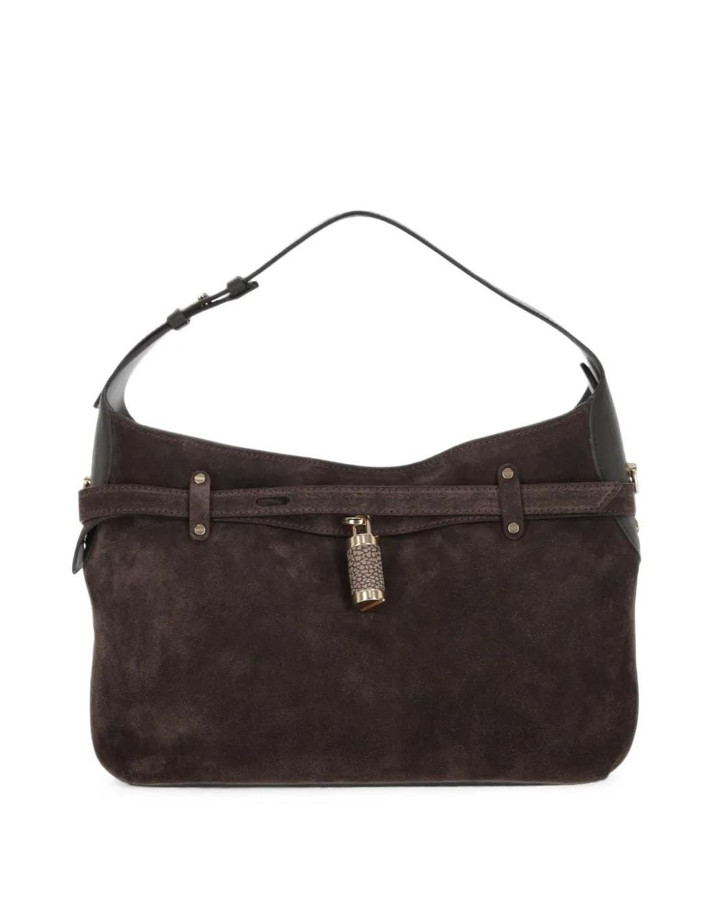 Borsa A Spalla Premere Piccola di Borbonese in Brown