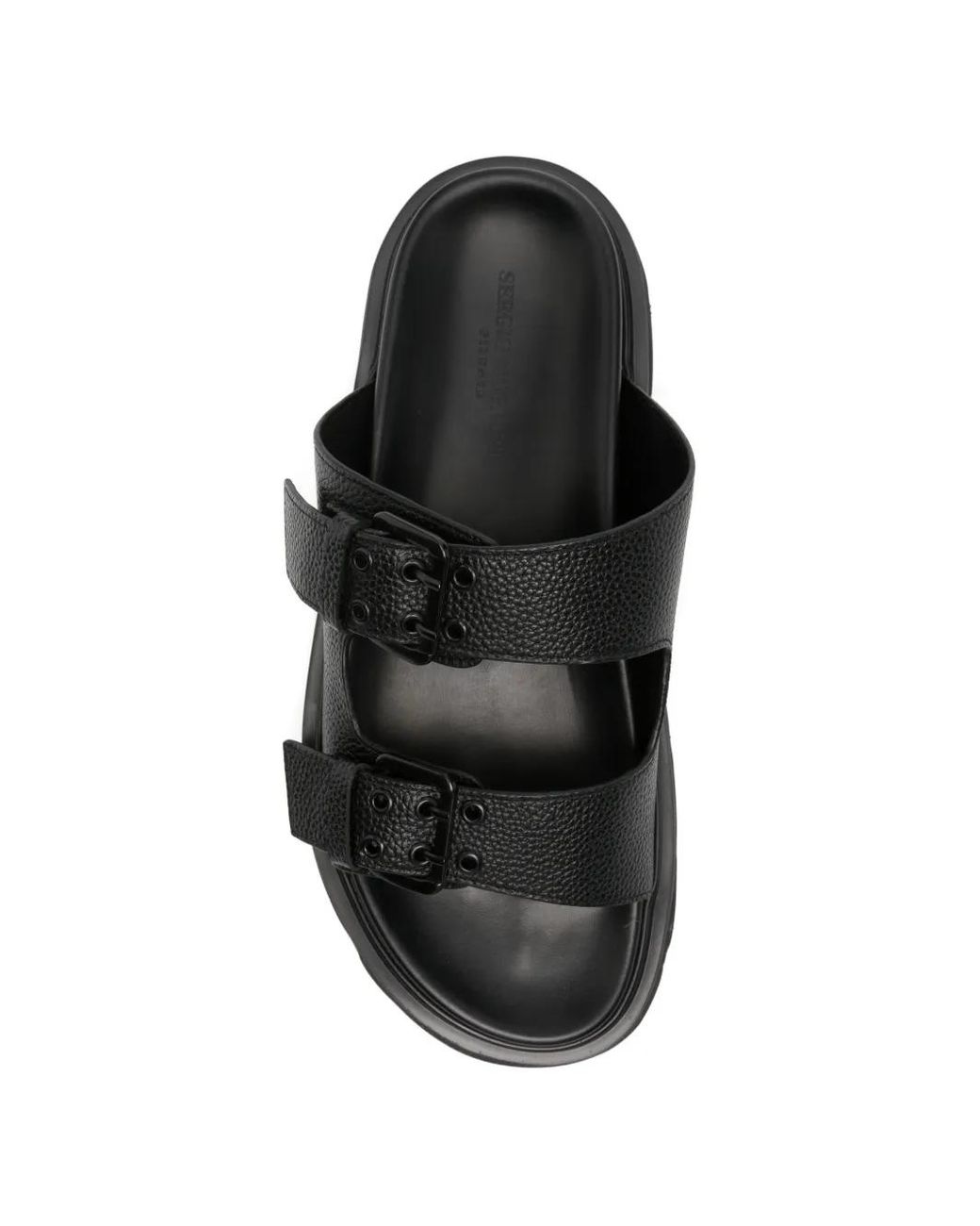 SERGIO MORETTI FIRENZE Black Buckle-Fastening Pebble-Grain Sandals for men