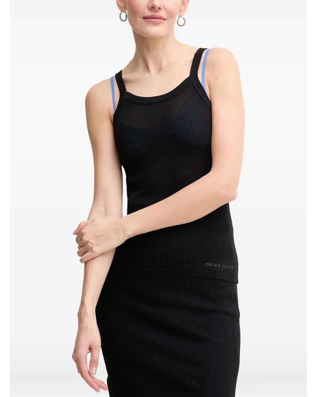 DKNY Black Ribbed Tank Top