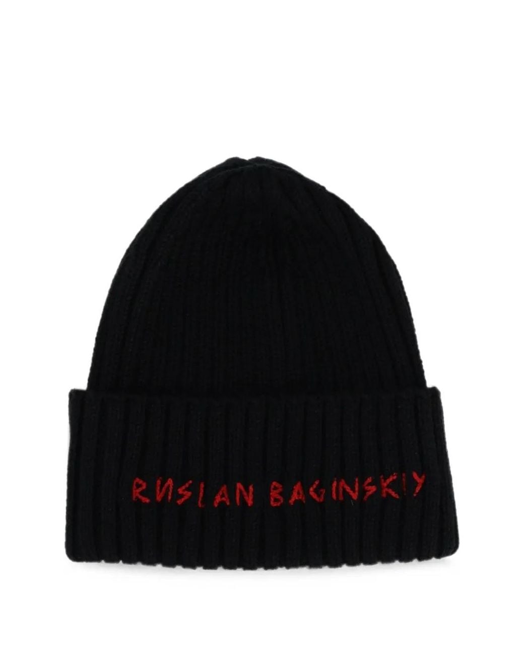 Ruslan Baginskiy Black Logo-Embroidered Ribbed Beanie Hat