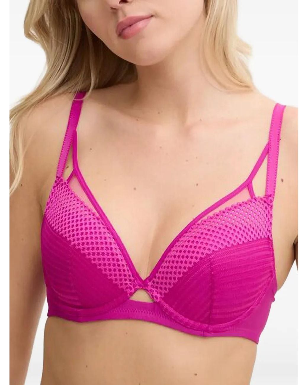 Chantelle Pink Soutien-Gorge Pulp Play À Bretelles Et Empiècements En Mesh