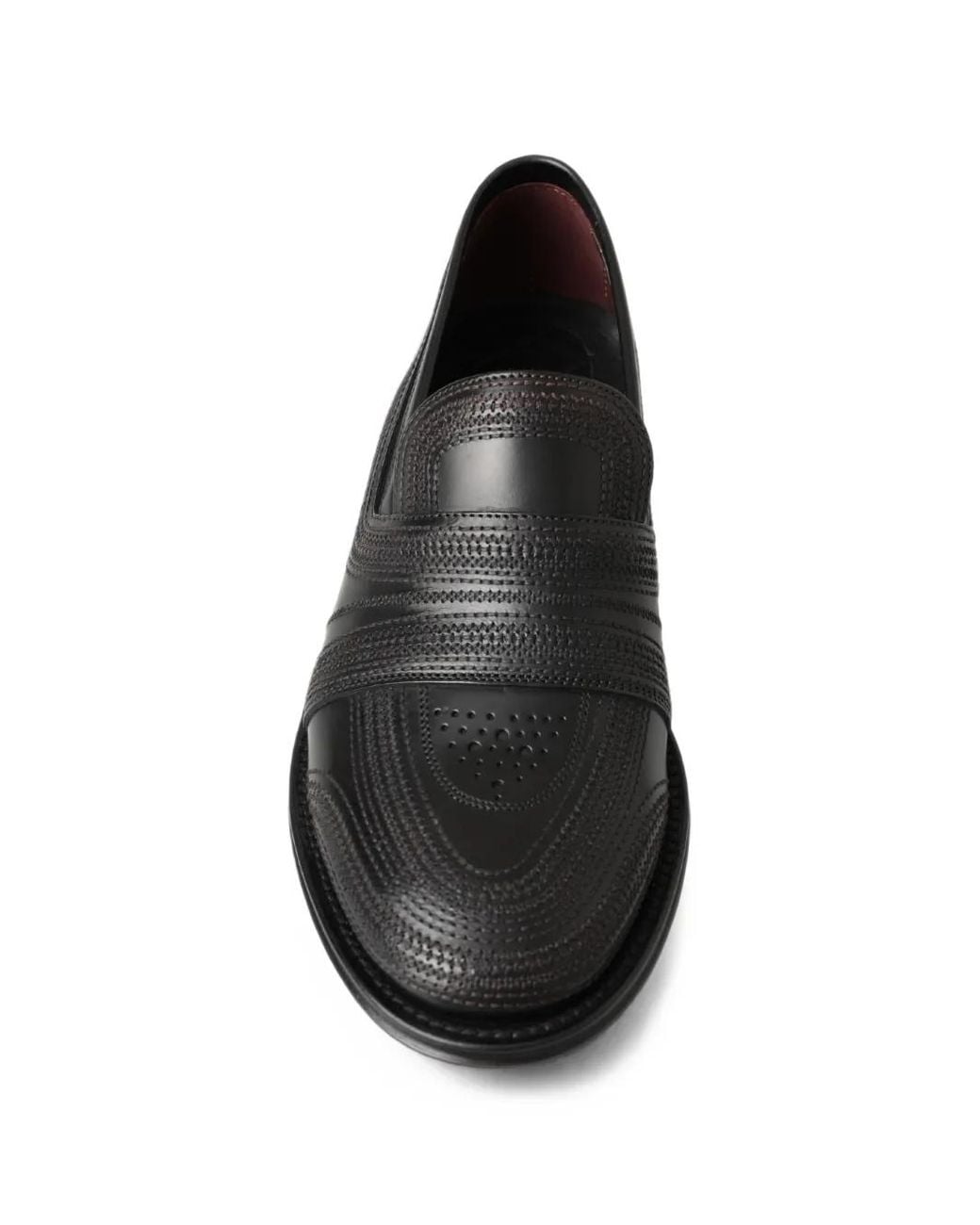 Dolce & Gabbana Black Stitch-Detail Leather Loafers for men