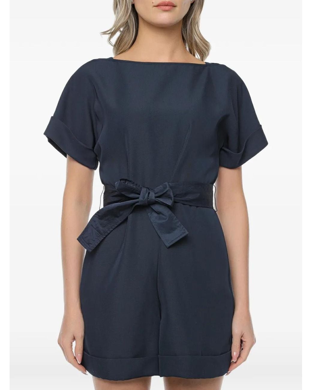 ARMANI EXCHANGE Blue Belted Turn-Up Playsuit