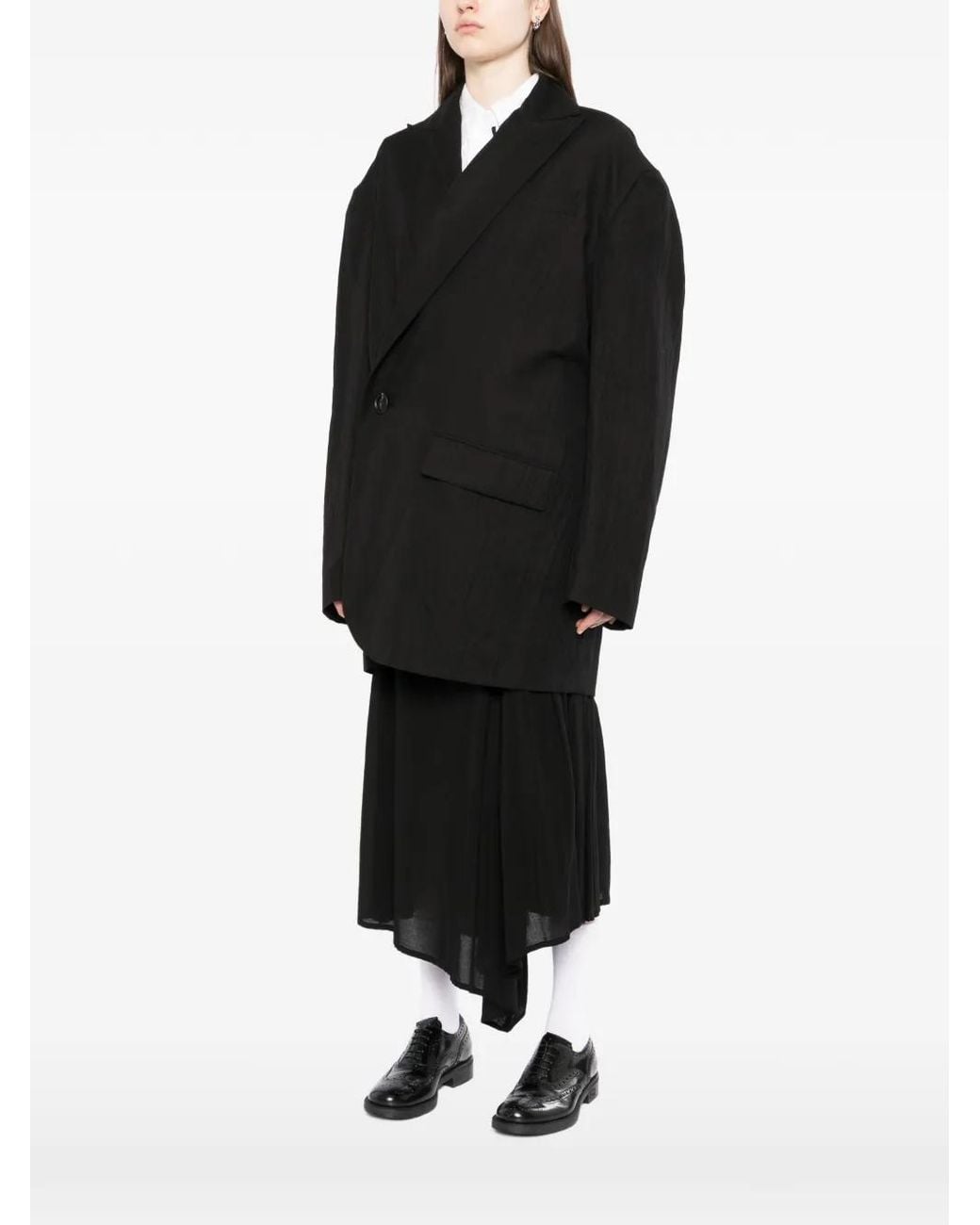 Yohji Yamamoto Black Button Textured Jacket