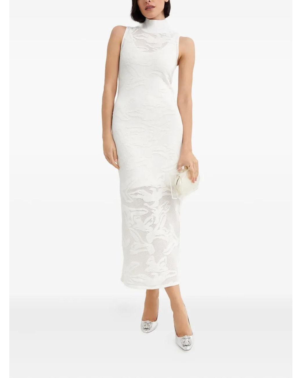 Herv Lger Open-Knit High-Neck Midi Dress in White | Lyst UK Herv Lger Open-Knit High-Neck Midi Dress in White | Lyst UK