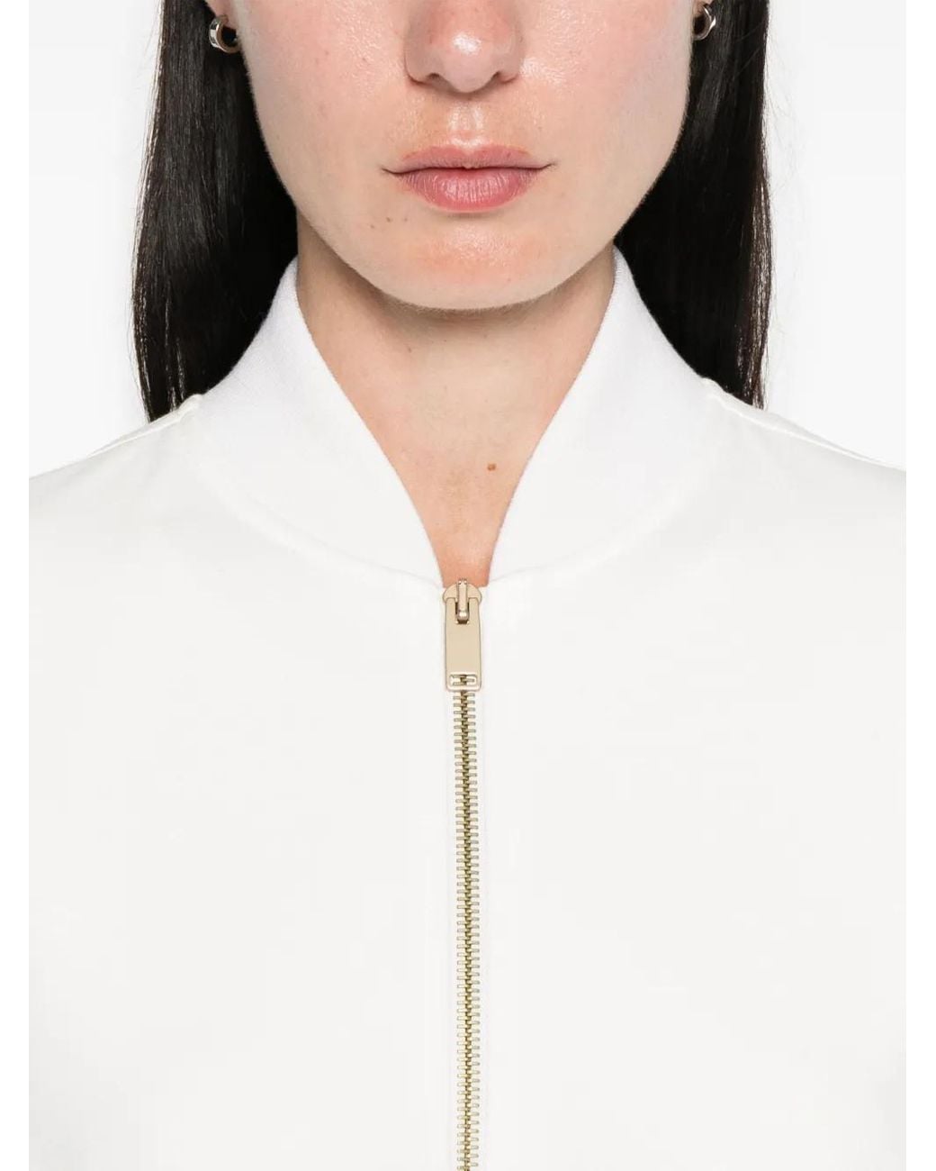 Fabiana Filippi White Jersey Bomber Jacket