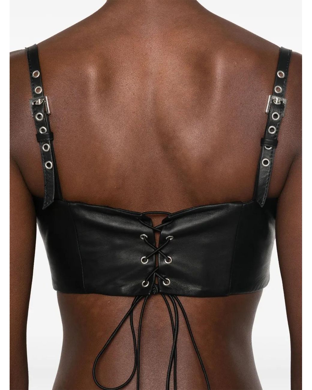 MITILIANE COUTURE Black Croc-Effect Leather Top